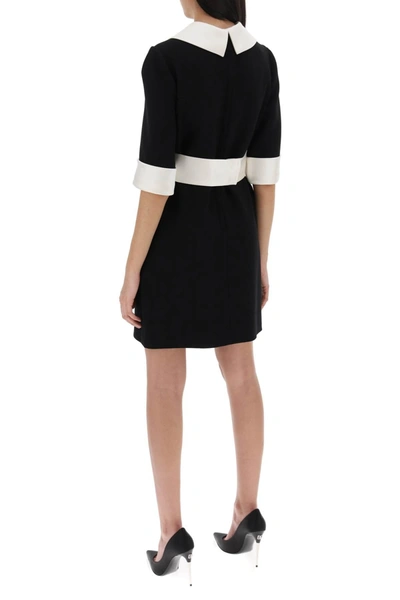Dolce & Gabbana Peter Pan-collar Short-sleeve Belted Crepe Mini Dress