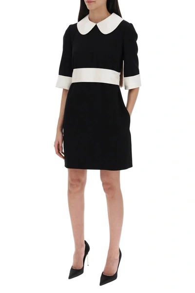 Dolce & Gabbana Peter Pan-collar Short-sleeve Belted Crepe Mini Dress