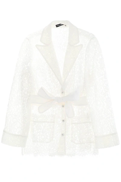 Shop Dolce & Gabbana Pajama Shirt In Cordonnet Lace