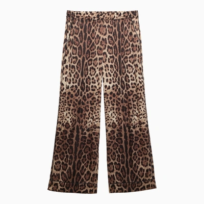 Shop Dolce & Gabbana Dolce&gabbana Leopard Print Trousers In Silk Satin