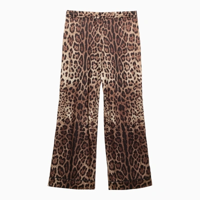 Shop Dolce & Gabbana Dolce&gabbana Leopard Print Trousers In Silk Satin