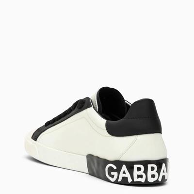 Shop Dolce & Gabbana Dolce&gabbana Portofino Vintage White/black Leather Trainer