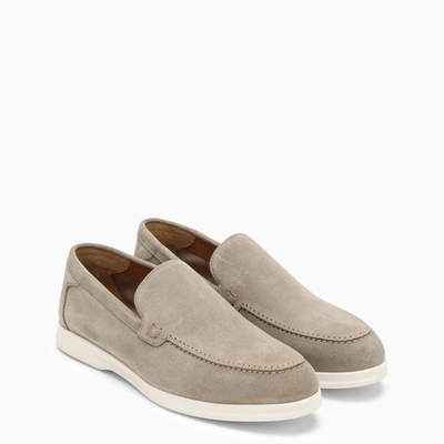 Shop Doucal's Light Grey Suede Moccasin