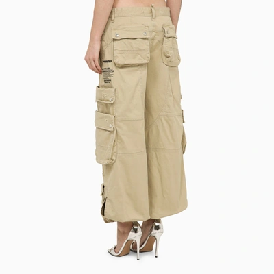 Shop Dsquared2 Beige Multi Pocket Cargo Trousers