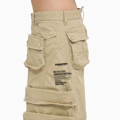 Shop Dsquared2 Beige Multi Pocket Cargo Trousers