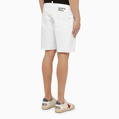 Shop Dsquared2 White Cotton Bermuda Shorts