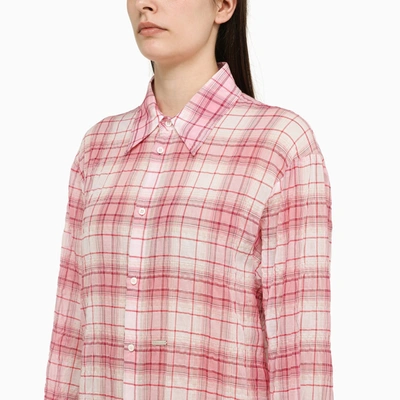 Shop Dsquared2 White/pink Checked Cotton Shirt