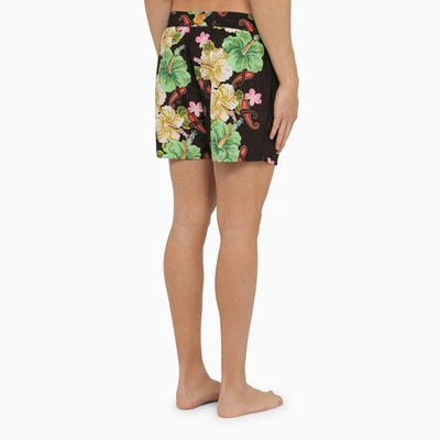 Shop Etro Black Swimming Costume With Multicoloured Flower Print