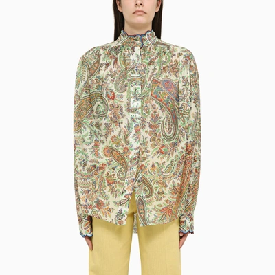 Shop Etro Multicoloured Cotton Floral Print Shirt