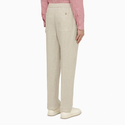 Shop Etro Regular White Linen Trousers