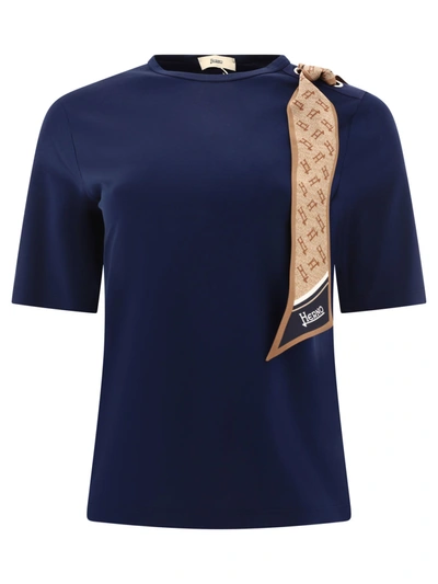 Shop Herno T Shirt With Silk Scarf