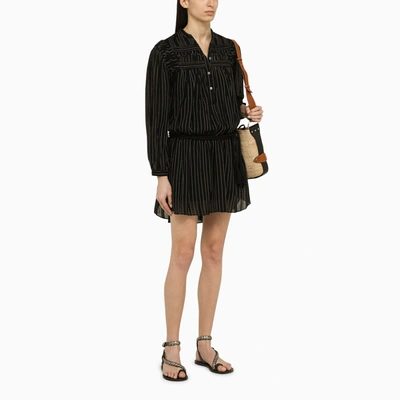 Shop Isabel Marant Étoile Black Striped Cotton Chemisier Dress