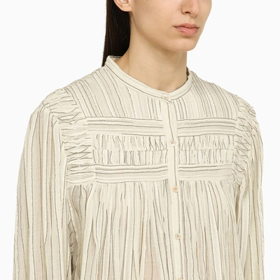 Shop Isabel Marant Étoile Cotton Écru Striped Plalia Shirt