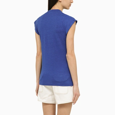 Shop Isabel Marant Étoile Electric Blue Linen T Shirt