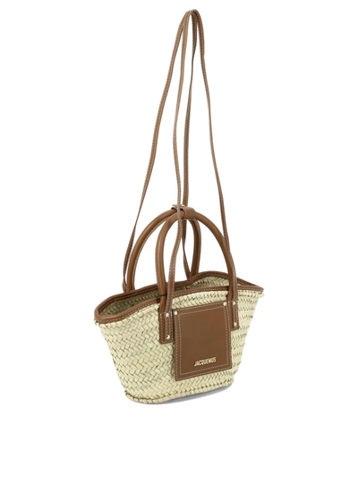 Jacquemus The Small Soli Basket In Brown Leather And Straw