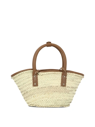 Jacquemus The Small Soli Basket In Brown Leather And Straw