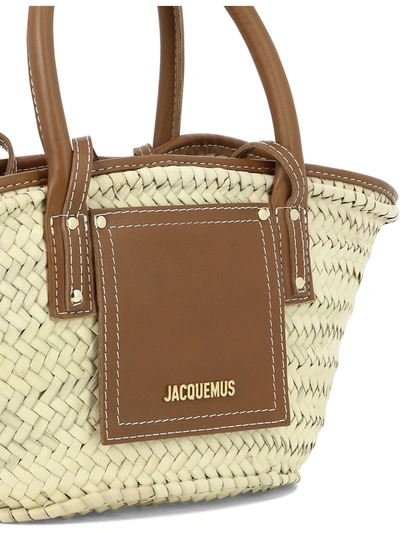 Jacquemus The Small Soli Basket In Brown Leather And Straw