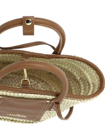 Jacquemus The Small Soli Basket In Brown Leather And Straw