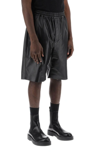 Shop Jil Sander Leather Bermuda Shorts For