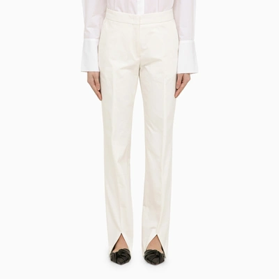 Shop Jil Sander White Cotton Trousers With Slits