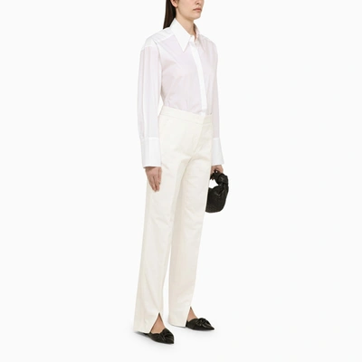 Shop Jil Sander White Cotton Trousers With Slits