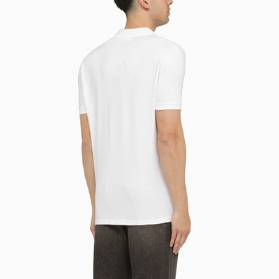 Shop Maison Kitsuné White Cotton Polo Shirt With Logo Patch