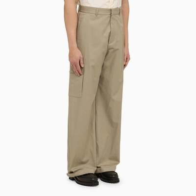Shop Off-white Off White™ Beige Cotton Wide Cargo Trousers