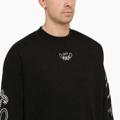 Shop Off-white Off White™ Black Cotton Crewneck Sweatshirt With Logo Embroidery