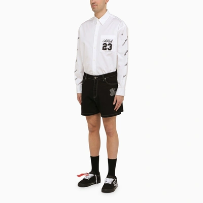 Shop Off-white Off White™ Black Cotton Short With Logo