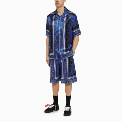 Shop Off-white Off White™ Blue Shirt With Bandana Motif