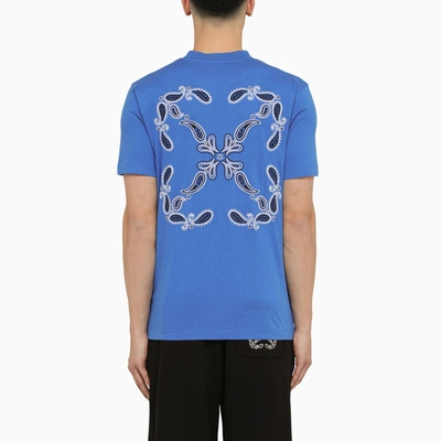 Shop Off-white Off White™ Nautical Blue Cotton T Shirt With Logo Embroidery