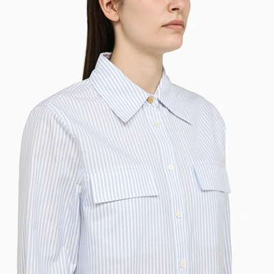 Shop Palm Angels White/blue Striped Cotton Shirt