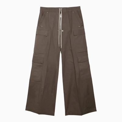 Shop Rick Owens Wide Cargobelas Cotton Trousers Dust Grey