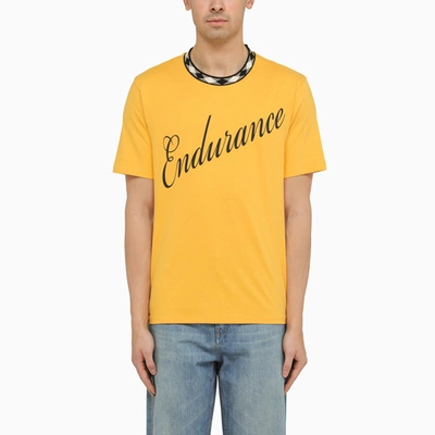 Shop Wales Bonner Yellow Cotton T Shirt With Print