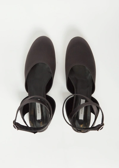Dušan Ankle Strap Satin Ballerina In Charcoal
