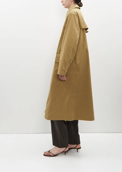 Shop Lemaire Cotton Blend Asymmetrical Raincoat In Ochre Khaki