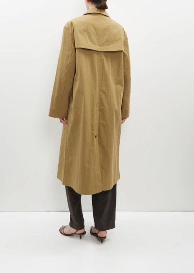 Shop Lemaire Cotton Blend Asymmetrical Raincoat In Ochre Khaki