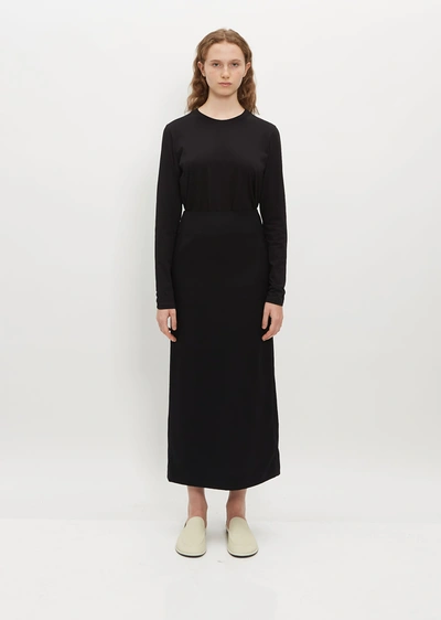 Shop Yohji Yamamoto Back Zip Wool Skirt In Black