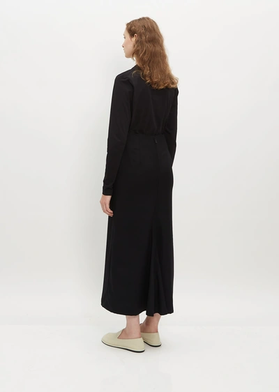 Shop Yohji Yamamoto Back Zip Wool Skirt In Black