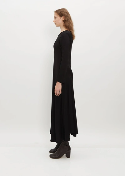 Shop Yohji Yamamoto Bias Flare Satin Dress In Black