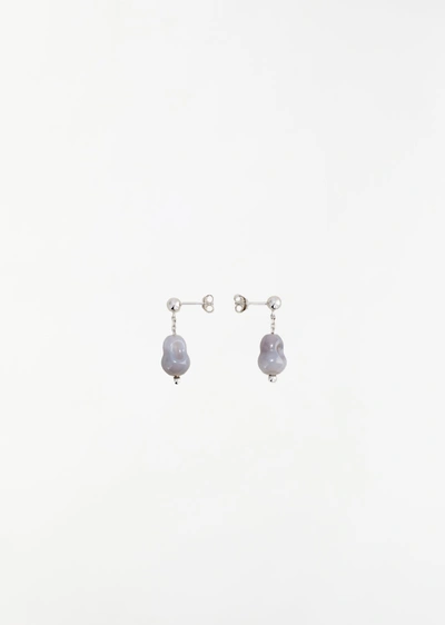 Shop Lemaire Carved Stones Earrings In Light Grey