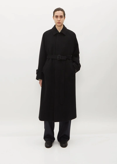 Shop Auralee Cashmere Wool Mosser Soutien Collar Coat In Black