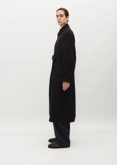 Shop Auralee Cashmere Wool Mosser Soutien Collar Coat In Black