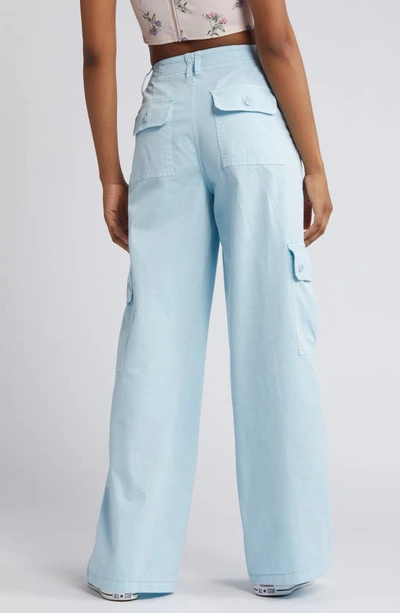 Shop Bp. Twill Wide Leg Cargo Pants In Blue Omphalodes