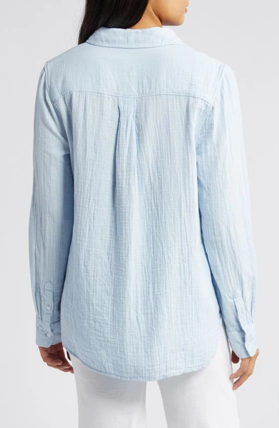 Shop Caslon (r) Casual Gauze Button-up Shirt In Blue Skyway