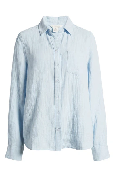 Shop Caslon (r) Casual Gauze Button-up Shirt In Blue Skyway