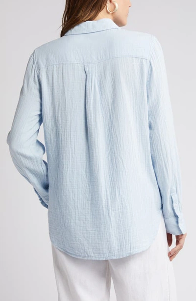 Shop Caslon (r) Casual Gauze Button-up Shirt In Blue Skyway