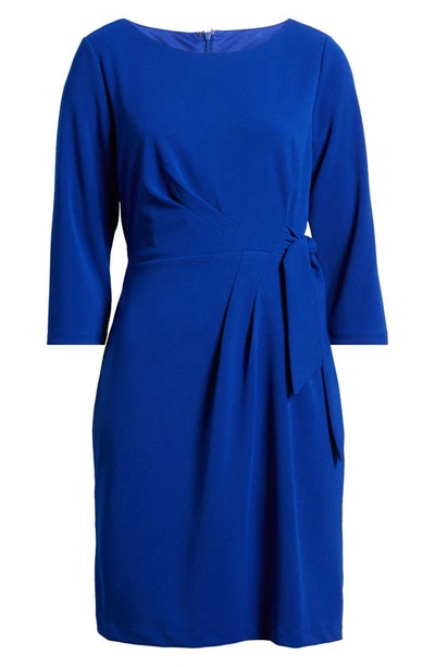 Shop Tahari Asl Side Tie Long Sleeve Dress In Cobalt