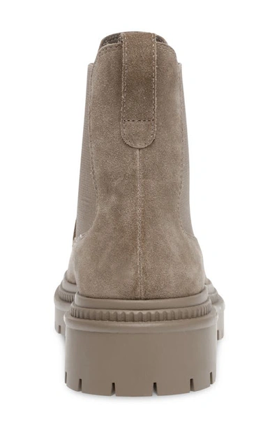 Shop Steve Madden Mayslie Lug Sole Chelsea Boot In Taupe Sued