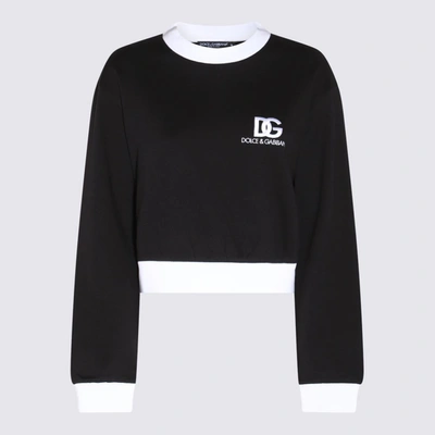 Shop Dolce & Gabbana Black And White Cotton Sweatshirt